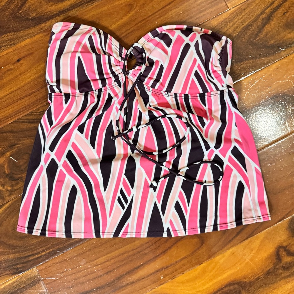 Ana Pink , white and Brown Strapless swim top